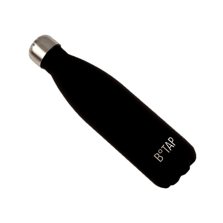 Butelka termiczna botap z powłoką soft touch w czarnym kolorze.