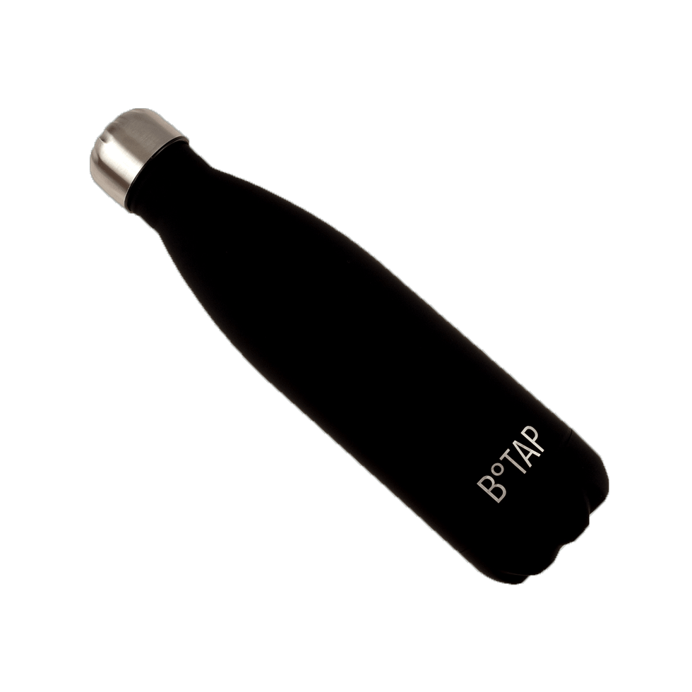 Butelka termiczna botap z powłoką soft touch w czarnym kolorze.