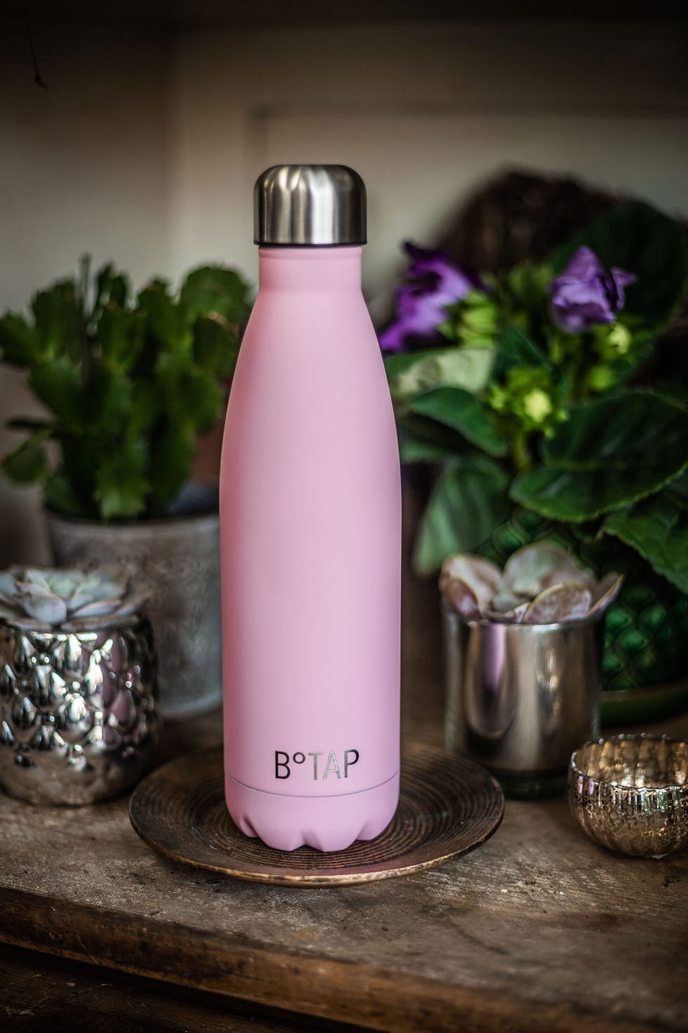 Botap thermal bottle made of stainless steel with soft touch coating in dirty pink.